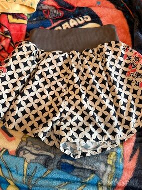 Free People Black and White Geometric Athletic Shorts